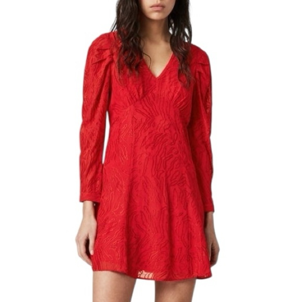 All Saints Red Rosi Ani cocktail party dress US size 8